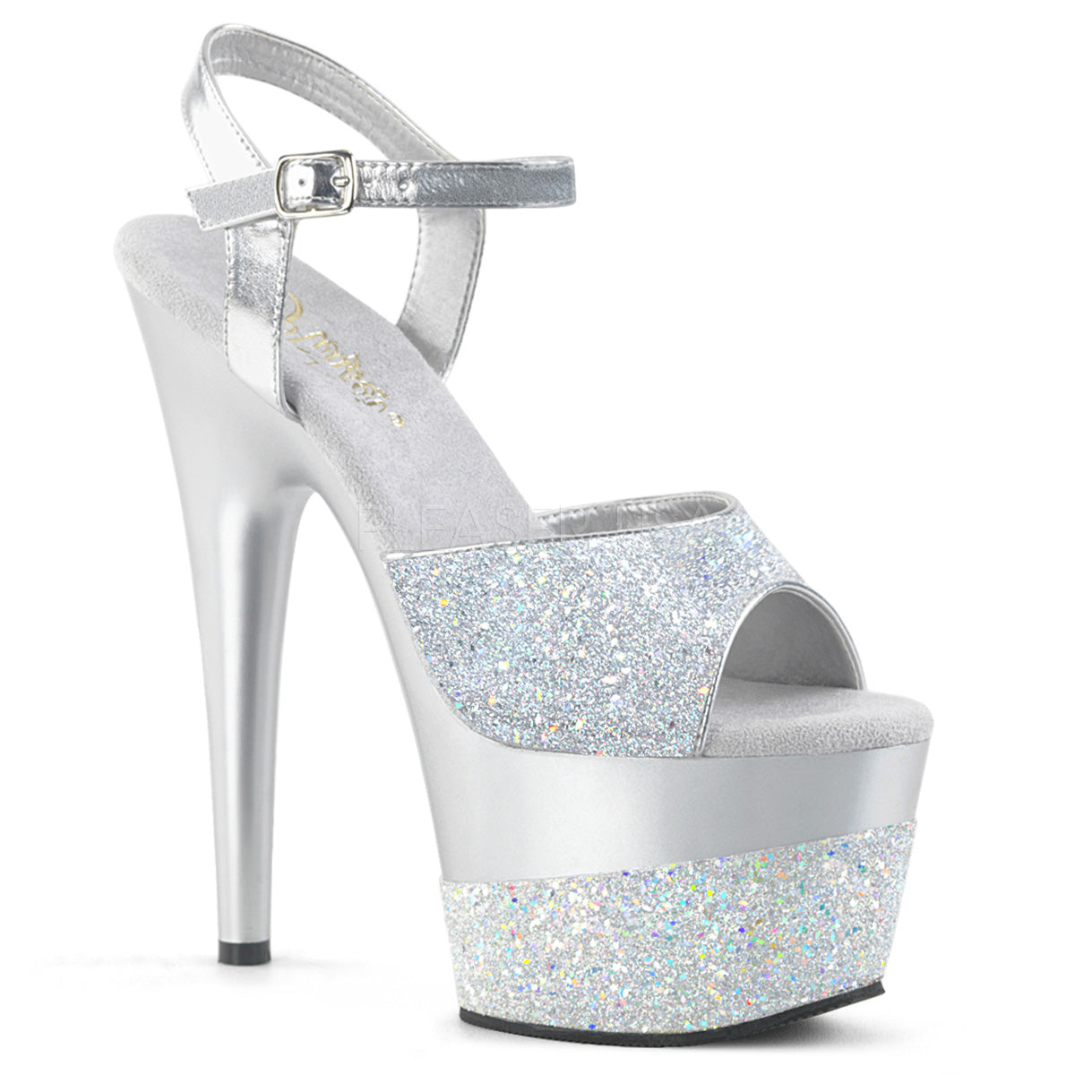 7" Heel ADORE-709-2G Silver Glitter