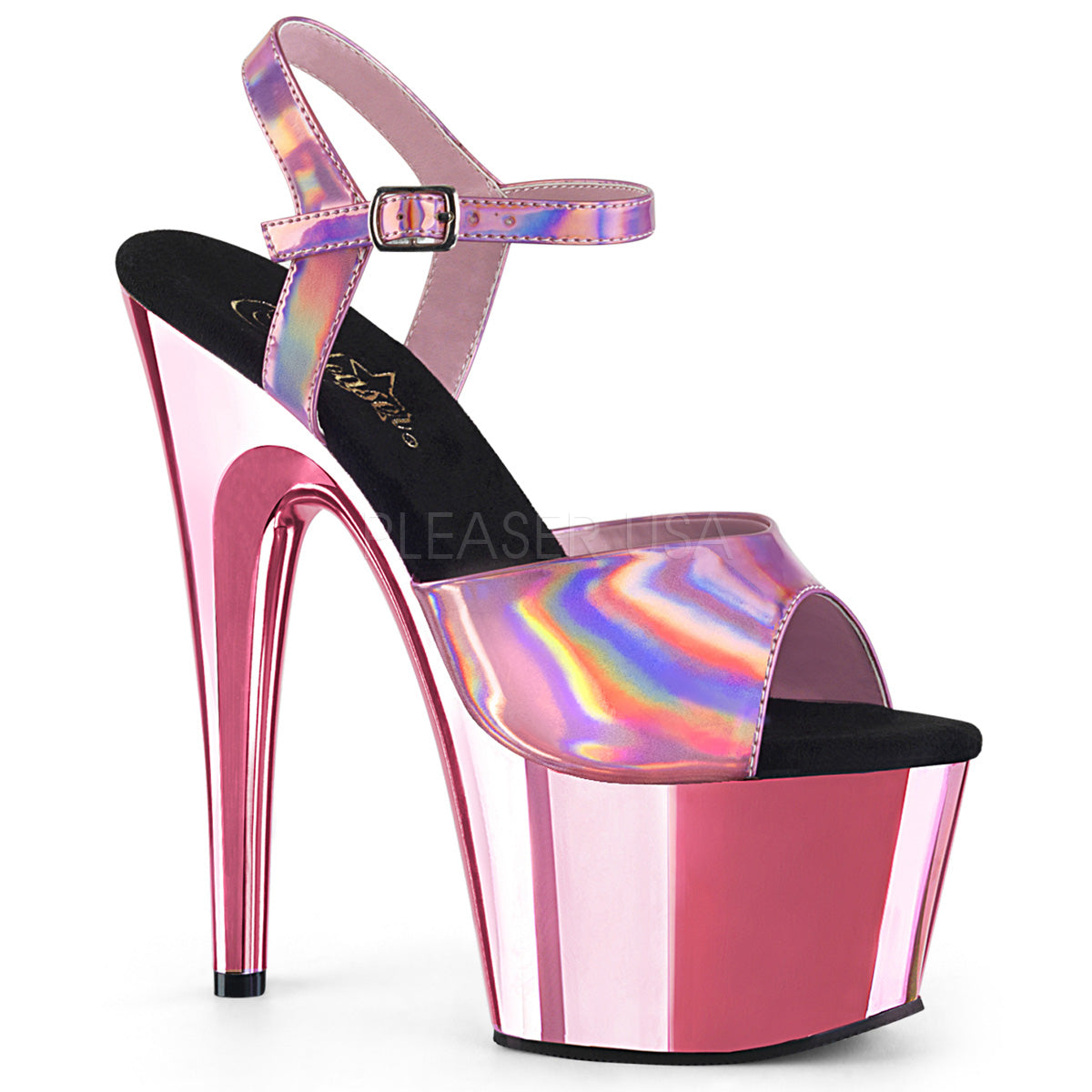 7" Heel ADORE-709HGCH Baby Pink Hologram