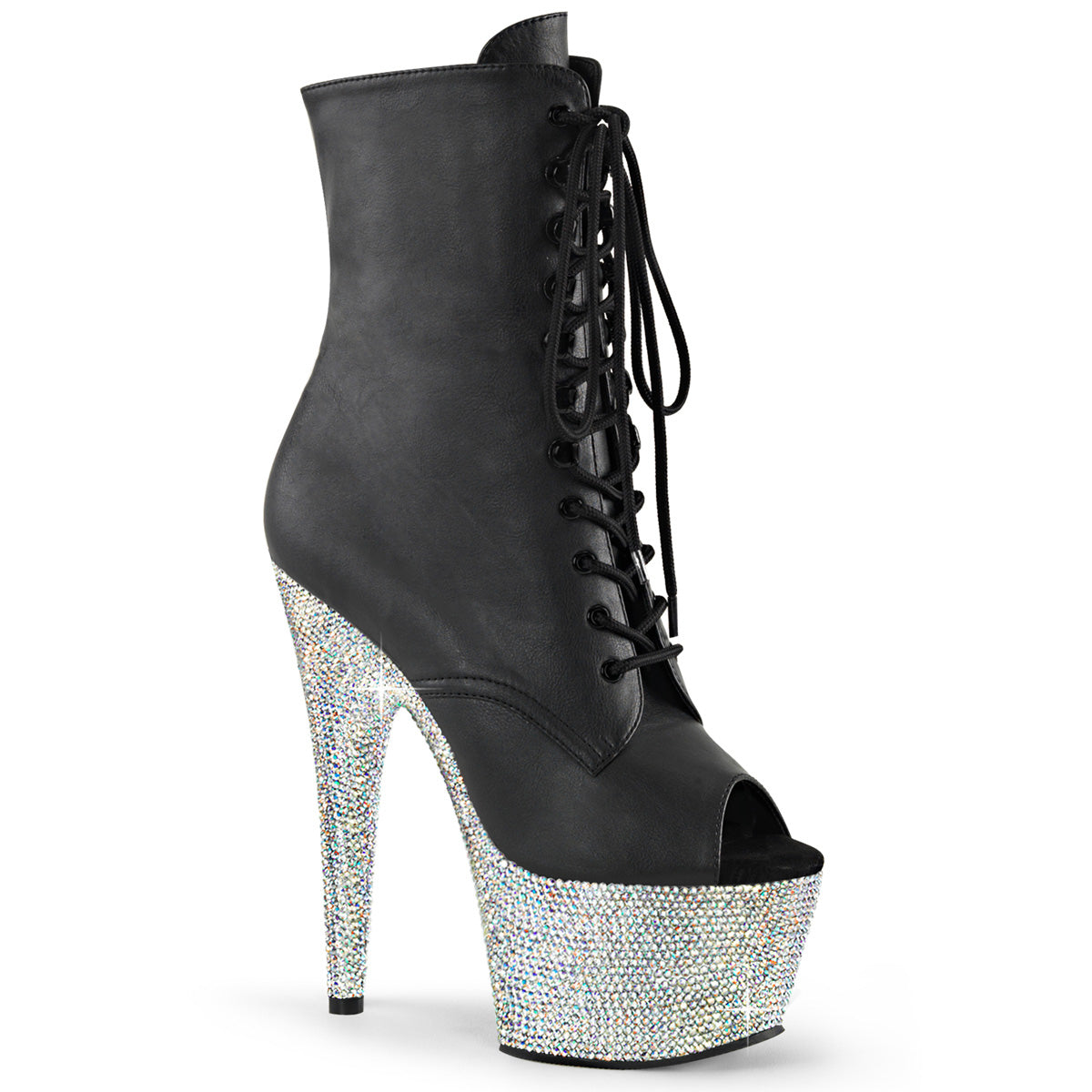 7 Inch Heel BEJEWELED-1021-7 Black Pu