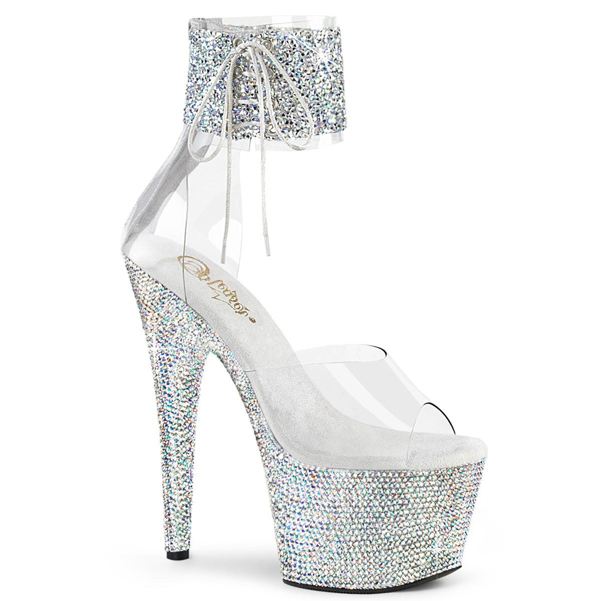 7 Inch Heel BEJEWELED-724RS-02 Clear Rhinestone