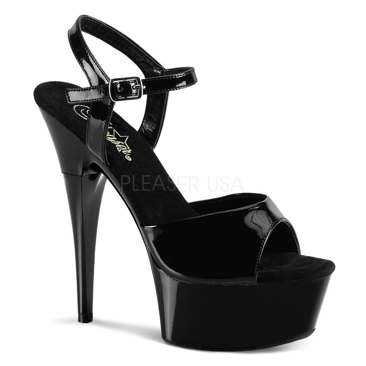 PLEASER CAPTIVA-609 Black Pat Ankle Strap Sandals - Shoecup.com - 1