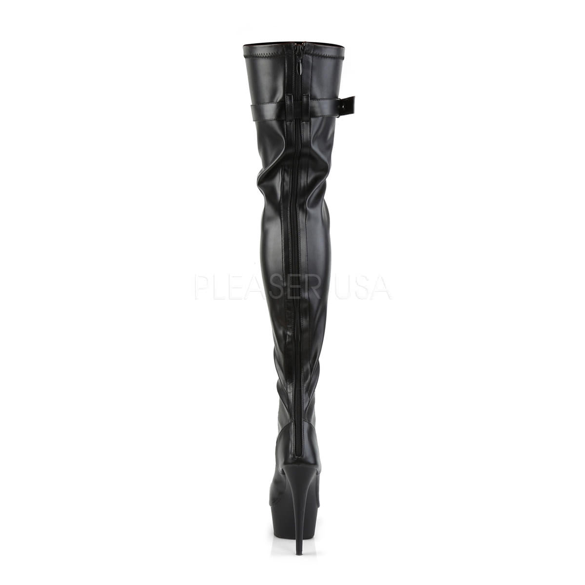 Pleaser DELIGHT-3025 Black Stretch Pu Open Toe Thigh Boots – Shoecup.com