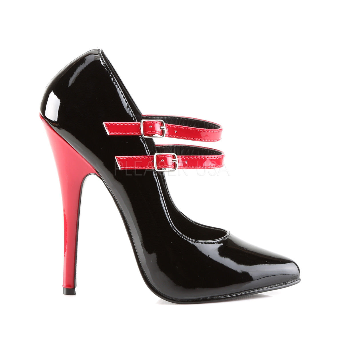 DEVIOUS DOMINA-442 Black-Red Pat Maryjane Pumps