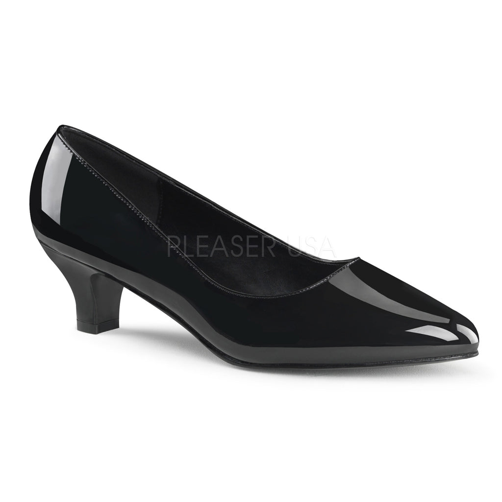 2 Inch Heel Black Patent Wide Width Pumps Heels for Men FAB 420 Shoecup