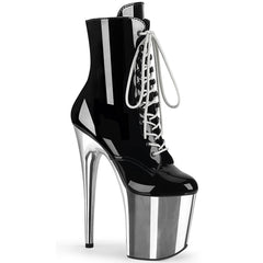 8" Heel FLAMINGO-1020 Black Pat Silver