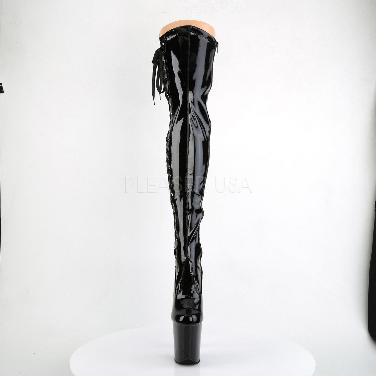 Pleaser FLAMINGO-3050 Black Thigh High Boots – Shoecup.com