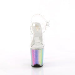 8 Inch Heel FLAMINGO-808RG-01 Clear Rainbow Glitter