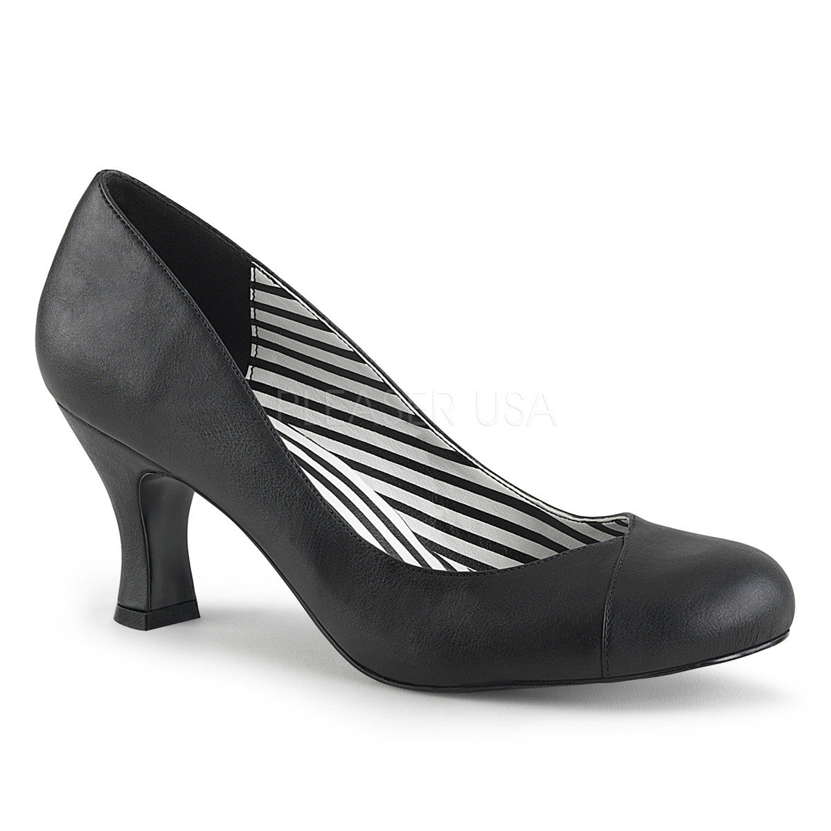 Pleaser Pink Label JENNA-01 Black Faux Leather Pumps - Shoecup.com