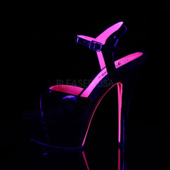 6 Inch Heel Pleaser KISS-209TT Neon Hot Pink Stripper Ankle Strap Heel ...