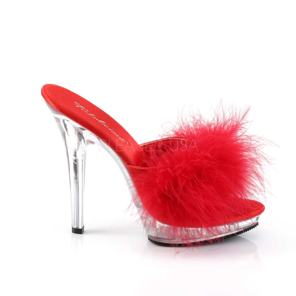 5 Inch Heel LIP-101-8 Red Fur Platform Marabou Slipper – Shoecup.com