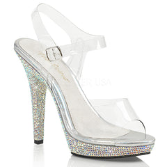 Fabulicious LIP-108DM Silver Ankle Strap Sandals With Rhinestones Bottom - Shoecup.com