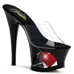 PLEASER MOON-701HRS Clear-Black-Red Platform Slides - Shoecup.com