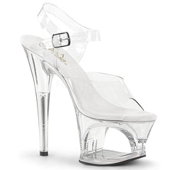 Pleaser MOON-708 Clear Ankle Strap Sandals - Shoecup.com