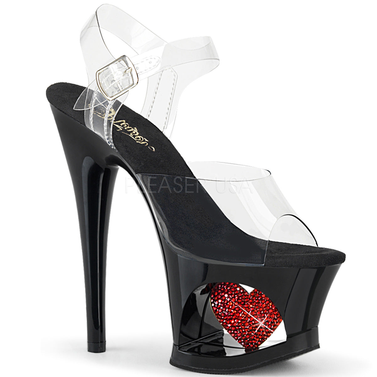 7" Heel MOON-708HRS Clear Black Red