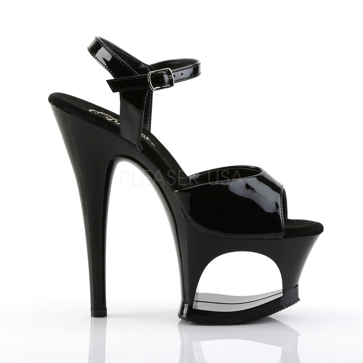 PLEASER MOON-709 Black Ankle Strap Sandals – Shoecup.com