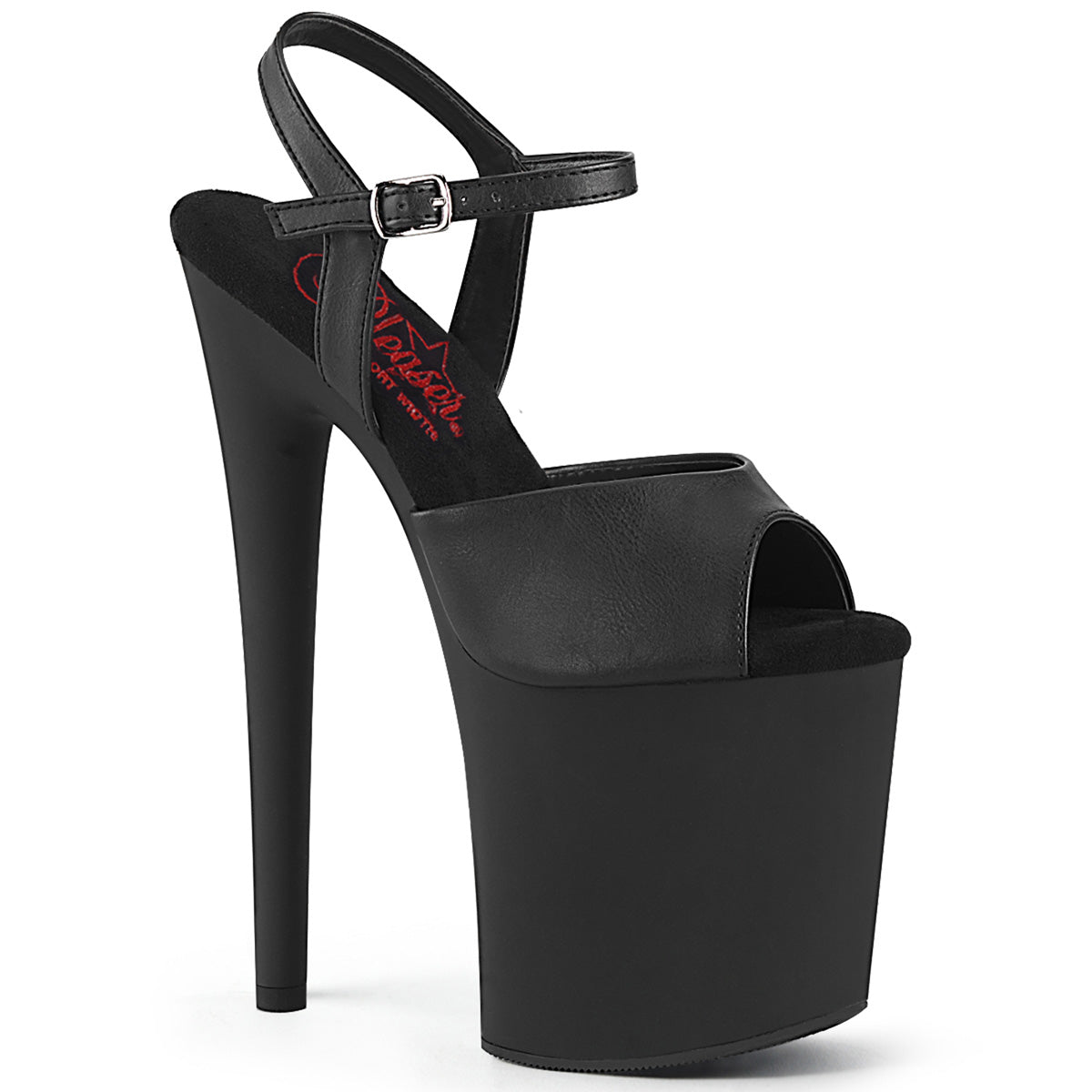 8 Inch Heel NAUGHTY-809 Black Pu