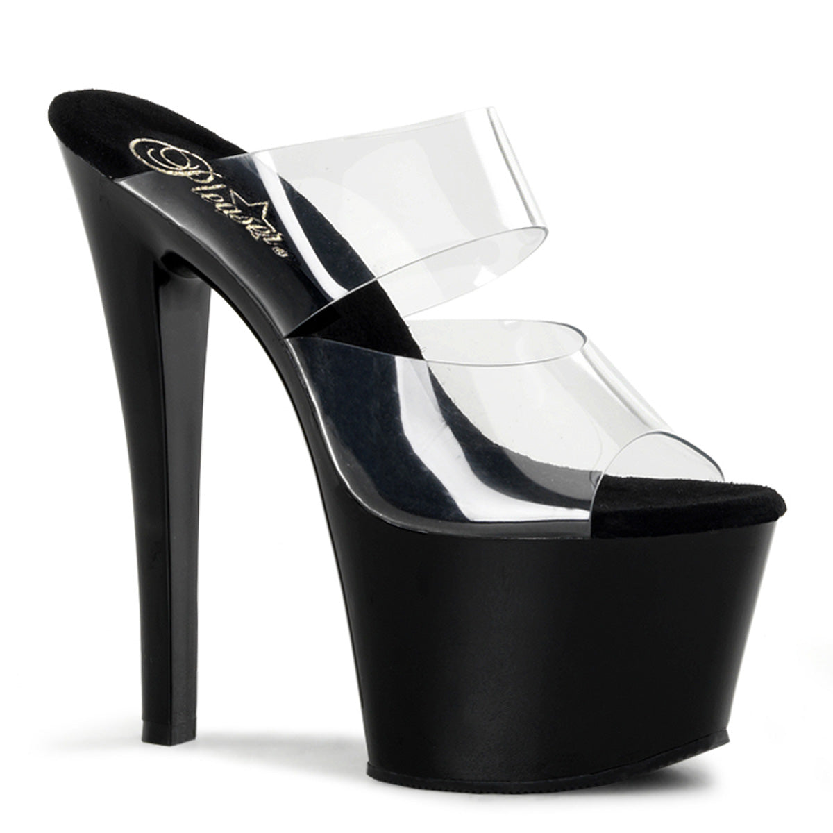 7 Inch Heel SKY-302 Clear-Black